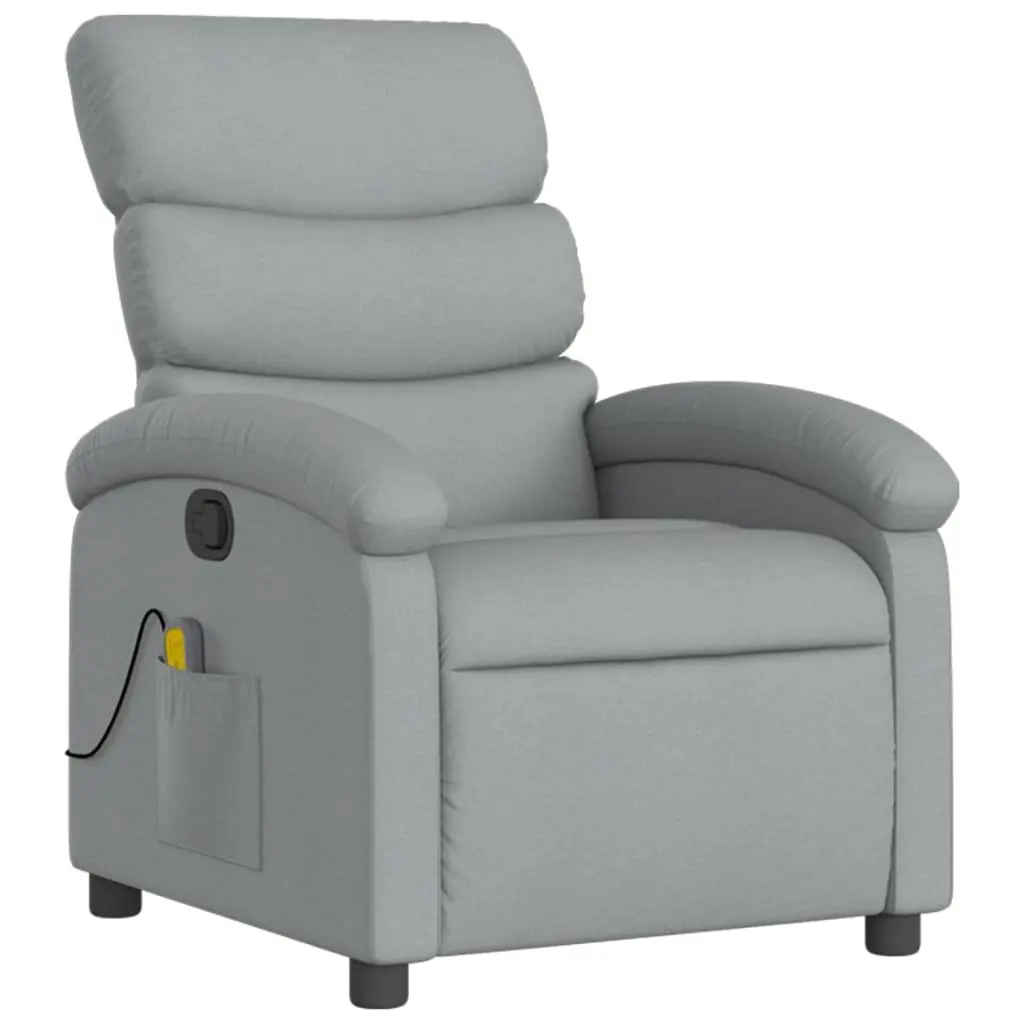 Recliner Chair Grey Fabric Vibration Manual Reclining Padded Armchair