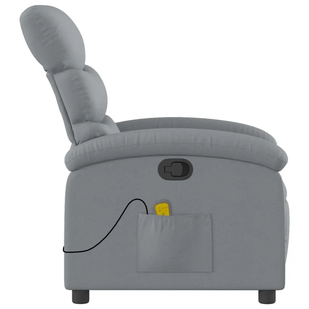 Recliner Chair Grey Fabric Vibration Manual Reclining Padded Armchair