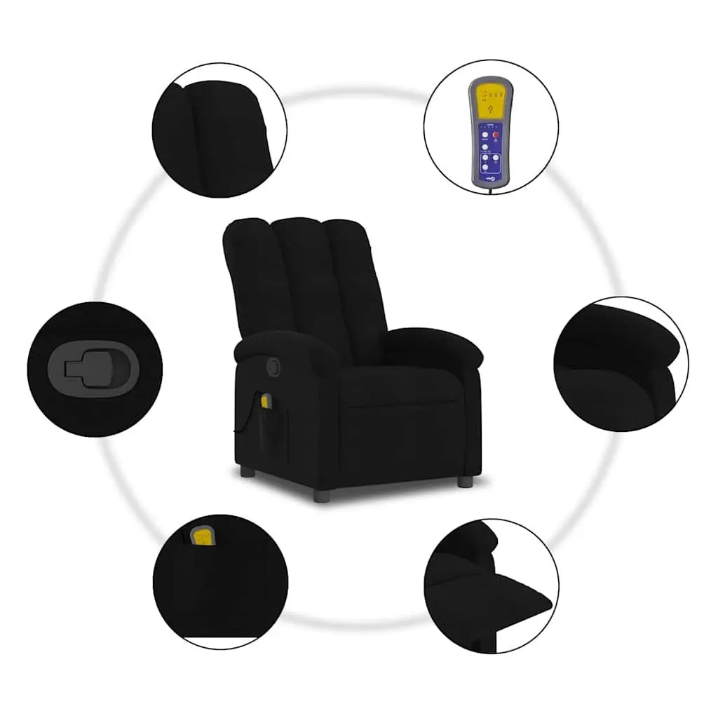 Massage Recliner Chair Black Fabric Manual Recline with Vibration Massage Points