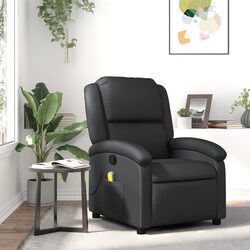 Compact Black Leather Massage Recliner Chair
