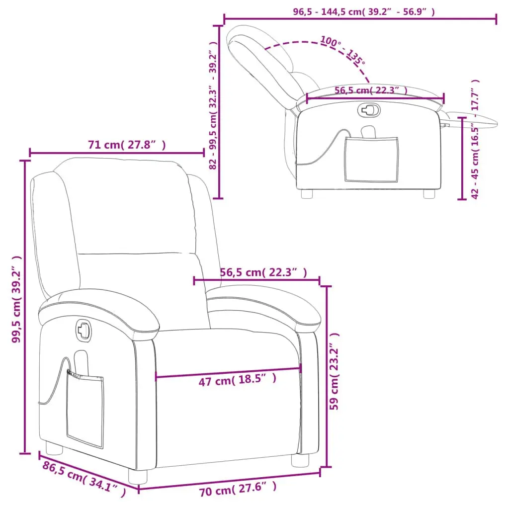 Massage Chair Black Leather Manual Reclining Vibration 6 Massage Points