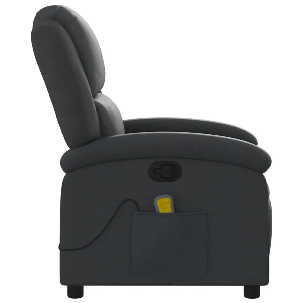 Massage Chair Black Leather Manual Reclining Vibration 6 Massage Points