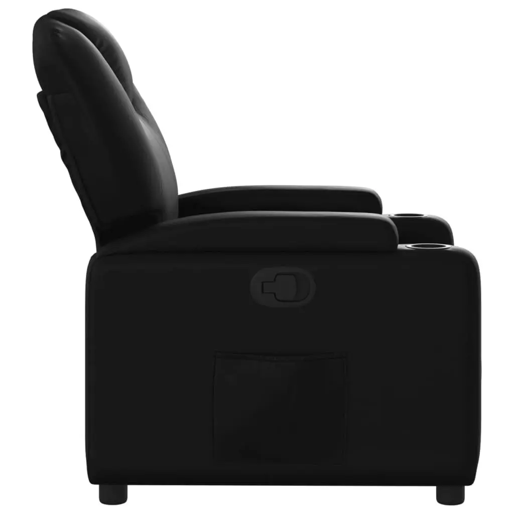 Recliner Chair Manual Reclining Armchair with Cup Holders Side Pocket Black
