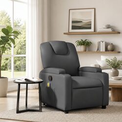 Compact Grey Massage Recliner with Manual Function
