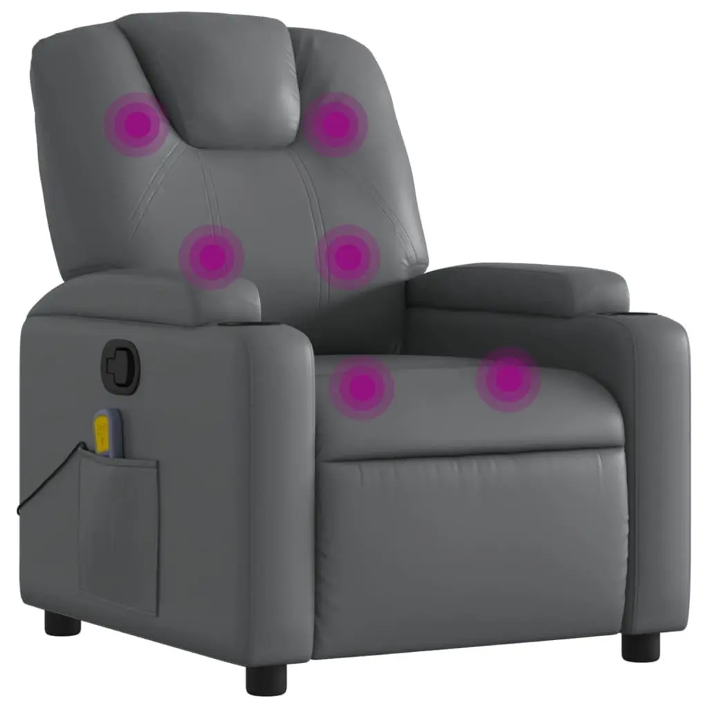 Grey Massage Recliner with Manual Function
