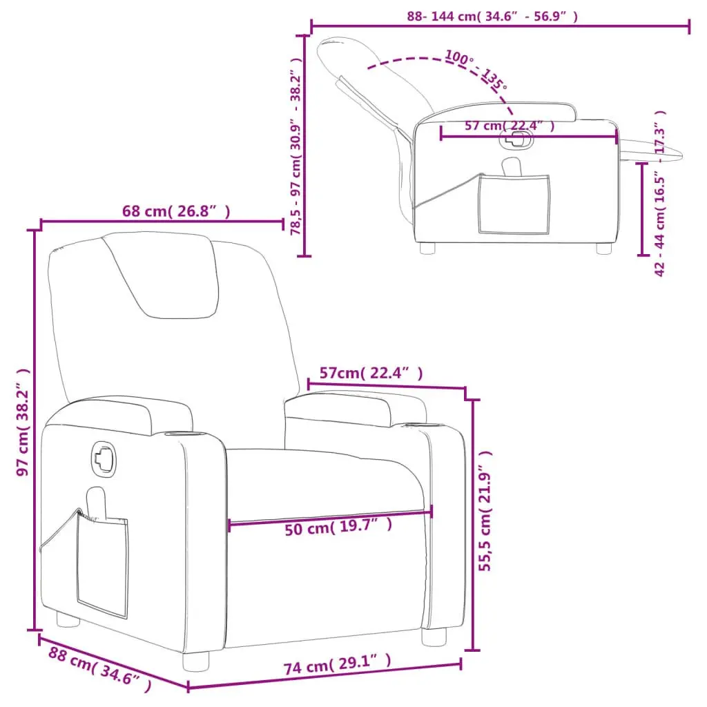 Grey Massage Recliner with Manual Function