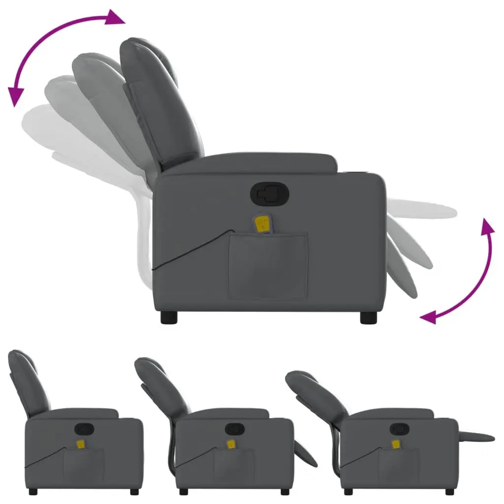 Grey Massage Recliner with Manual Function