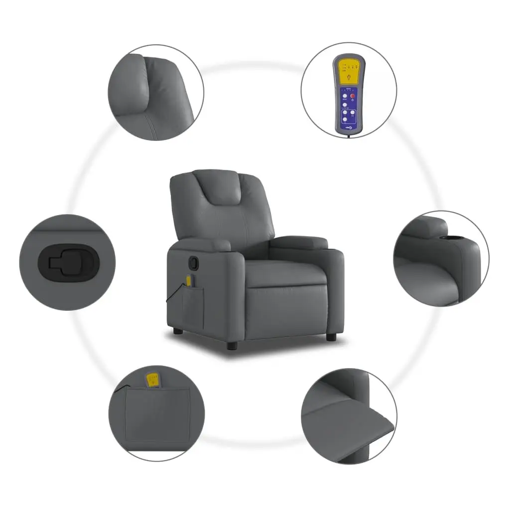 Grey Massage Recliner with Manual Function