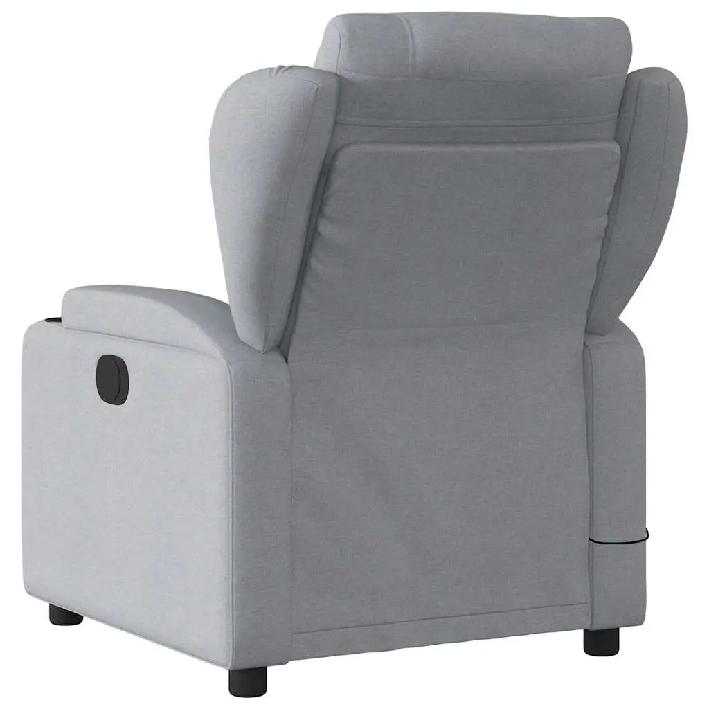 Recliner Chair Light Grey Fabric Manual Recline with Vibration Massage and Cup Holders
