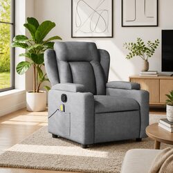 Concise Grey Fabric Massage Recliner Chair Description