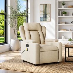 Cream Fabric Recliner Chair for Relaxation