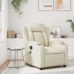 Compact Cream Massage Recliner Armchair for Your Space