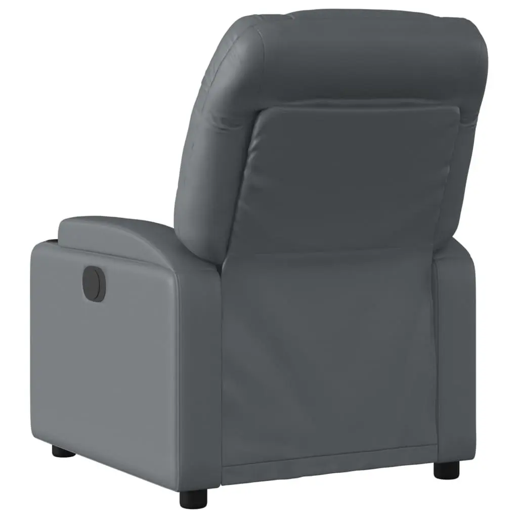 Massage Chair Faux Leather Grey Manual Recline 6 Point Vibration