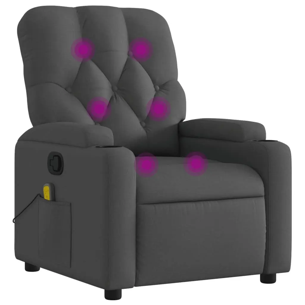 Massage Recliner Chair Grey Fabric Manual Reclining Armchair with Vibration Massage Points
