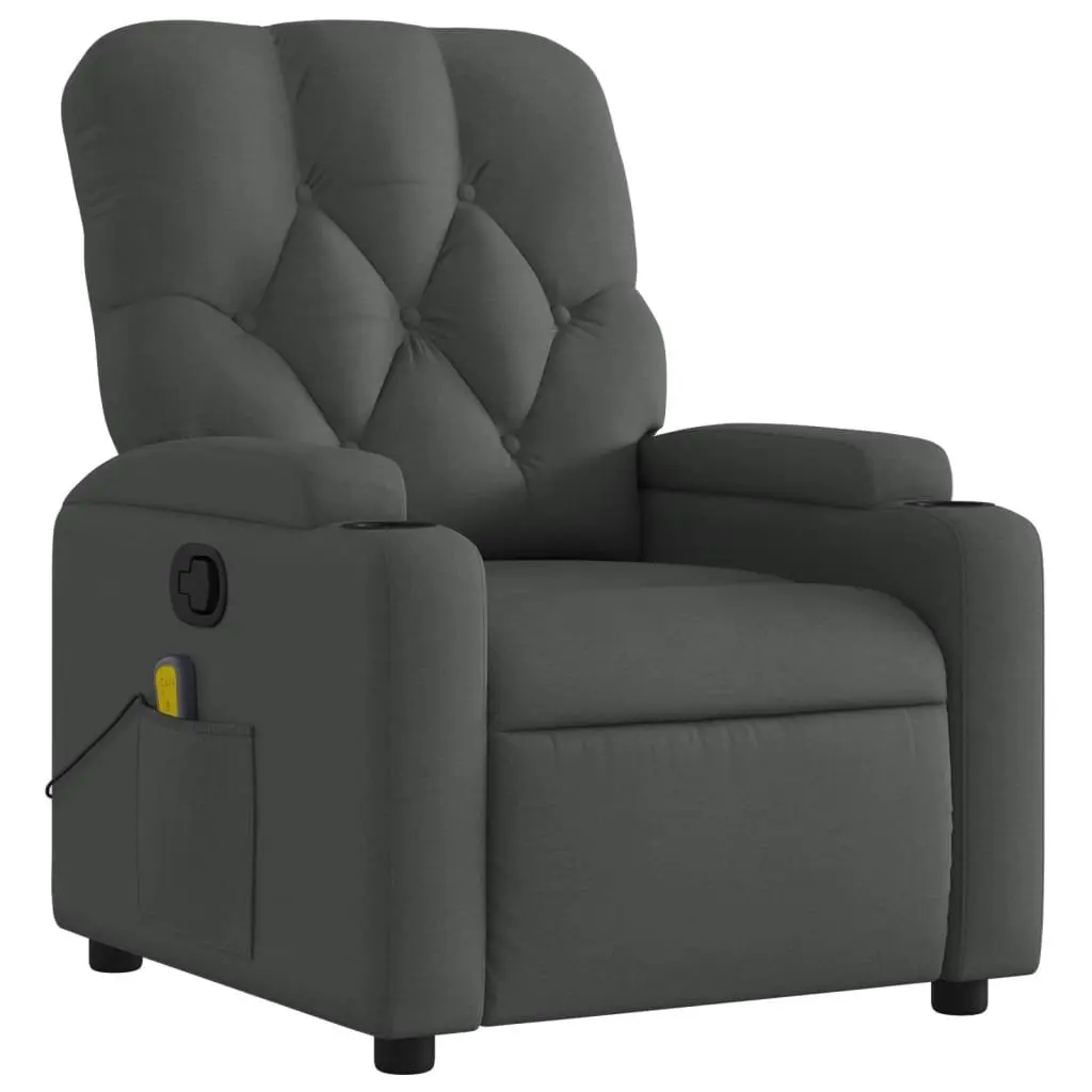 Massage Recliner Chair Grey Fabric Manual Reclining Armchair with Vibration Massage Points