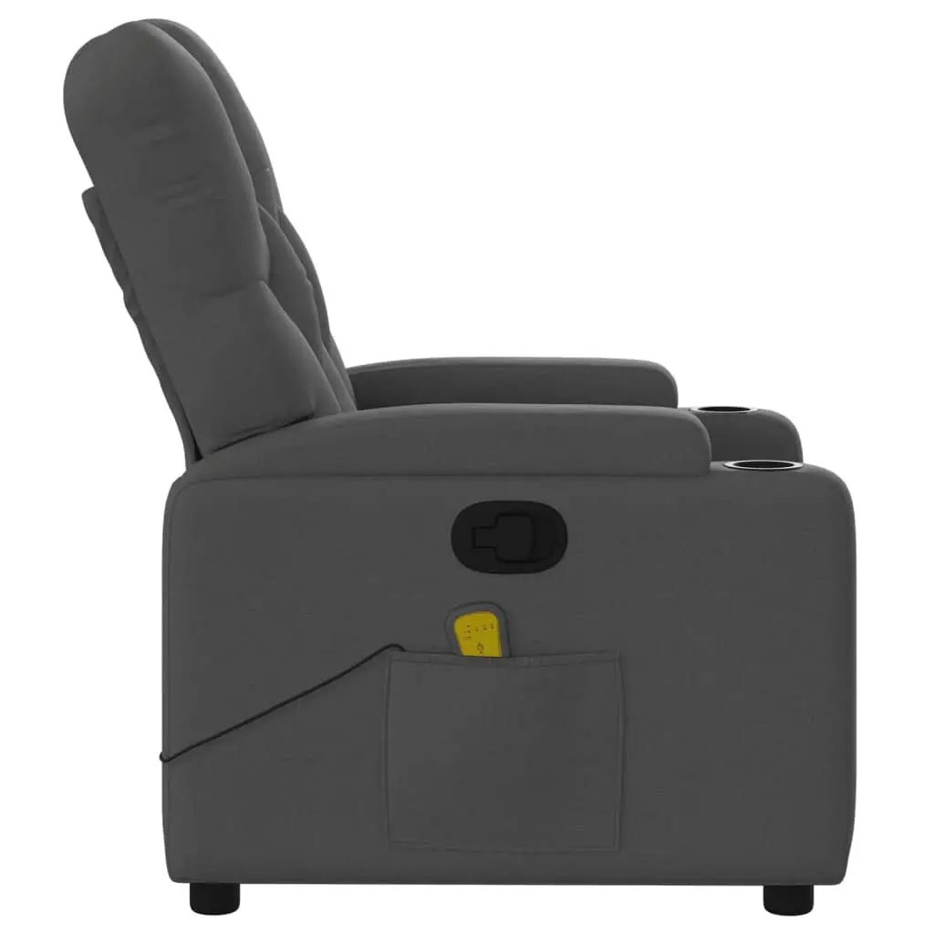 Massage Recliner Chair Grey Fabric Manual Reclining Armchair with Vibration Massage Points