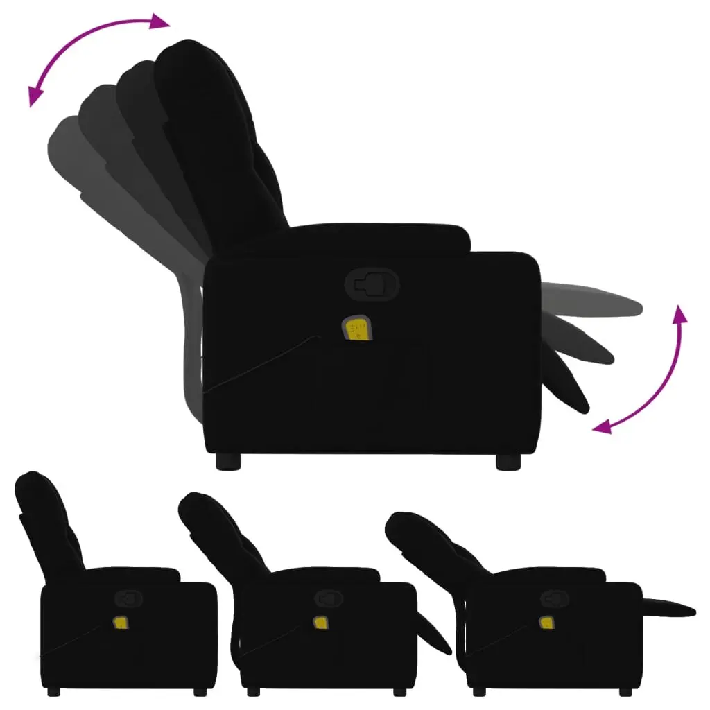 Massage Recliner Chair Black Fabric Manual Recline Vibration Armchair Lounge
