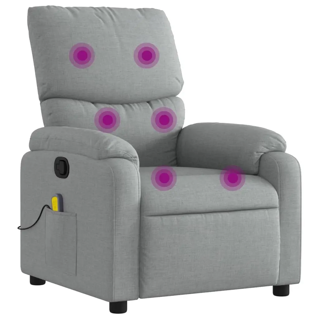 Massage Recliner Chair Grey Fabric Manual Recline Vibration Relaxation