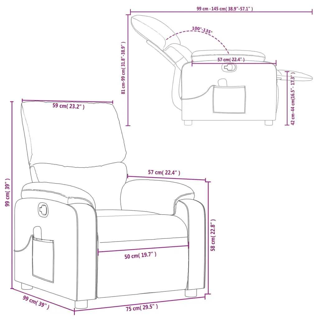 Massage Recliner Chair Grey Fabric Manual Recline Vibration Relaxation