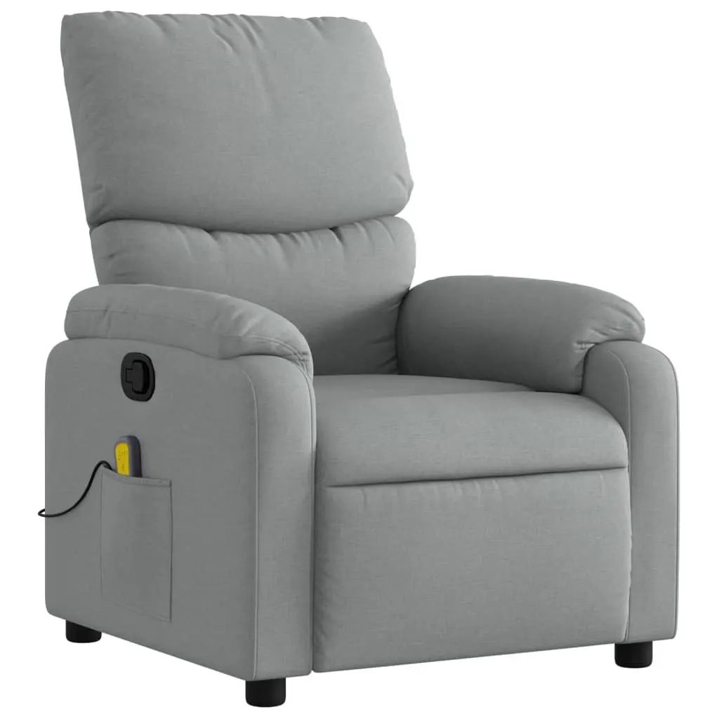 Massage Recliner Chair Grey Fabric Manual Recline Vibration Relaxation