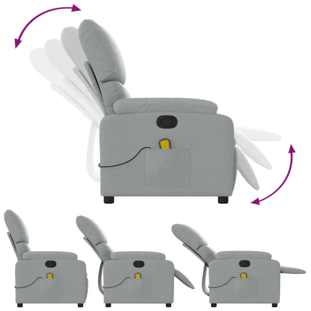 Massage Recliner Chair Grey Fabric Manual Recline Vibration Relaxation