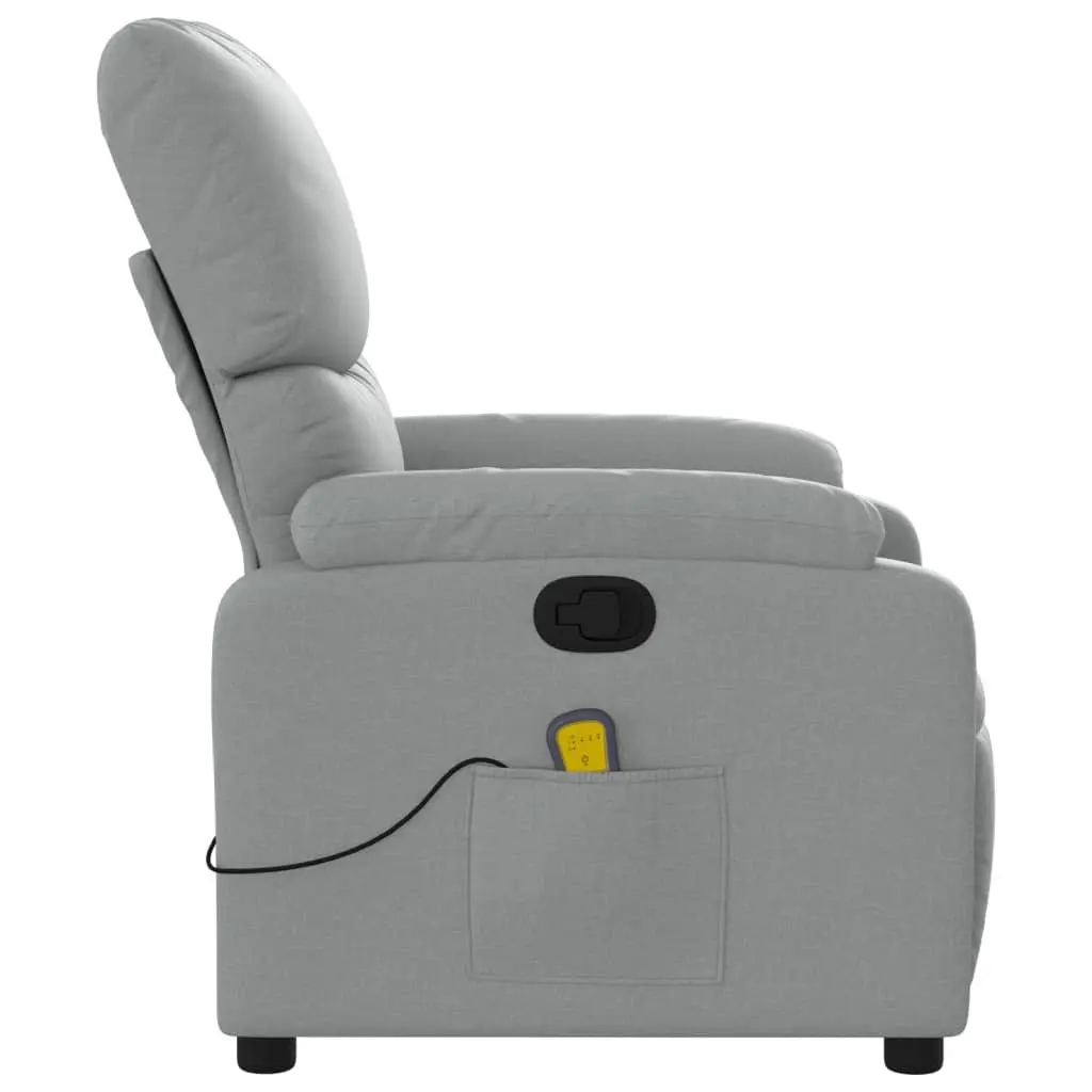 Massage Recliner Chair Grey Fabric Manual Recline Vibration Relaxation