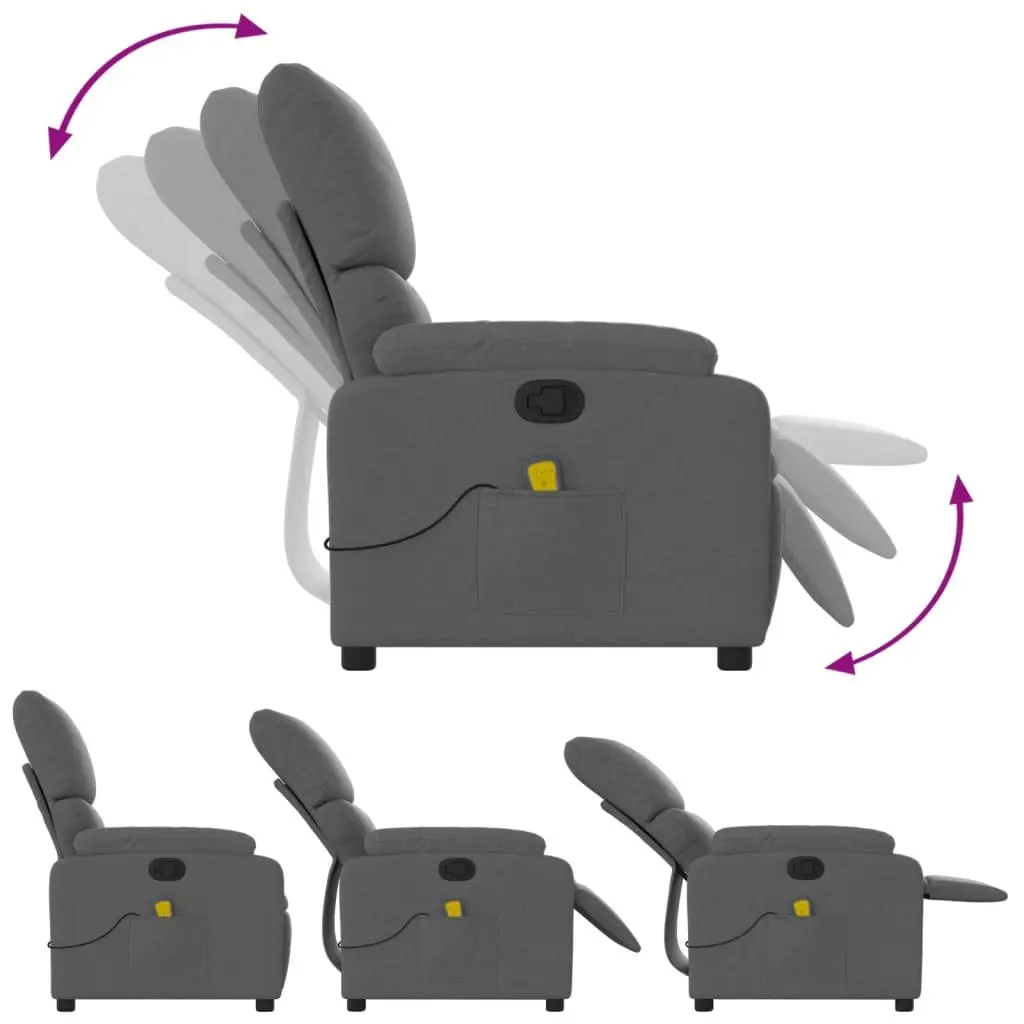 Recliner Chair Grey Fabric Vibration Massage Manual Recline Armchair