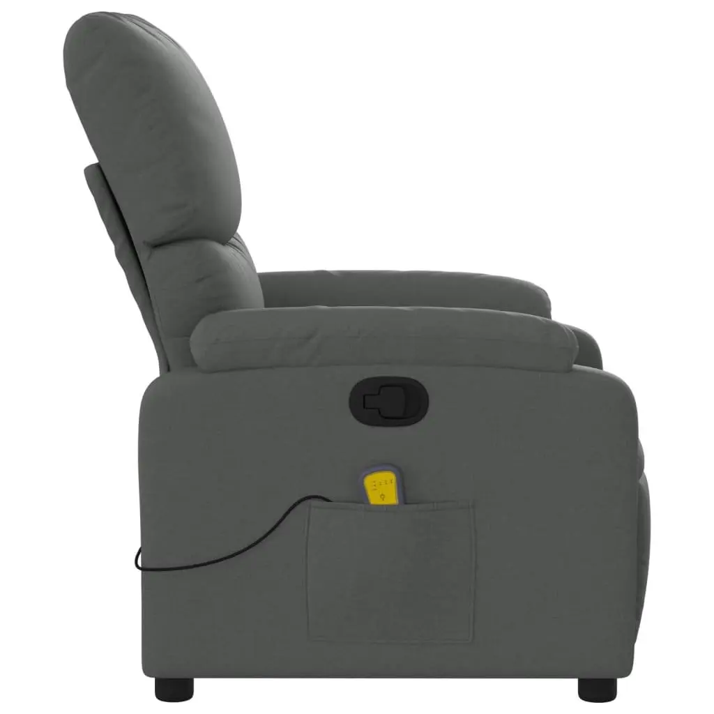 Recliner Chair Grey Fabric Vibration Massage Manual Recline Armchair