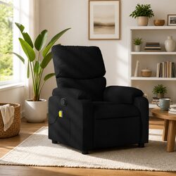 Concise Black Fabric Massage Recliner with Vibration Points