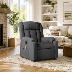 Compact Grey Fabric Massage Recliner Chair