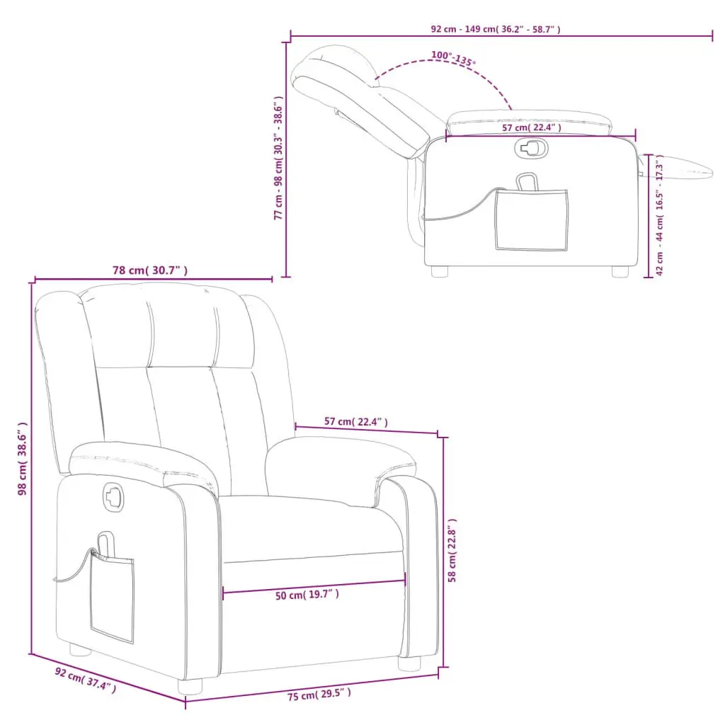 Grey Fabric Massage Recliner Chair