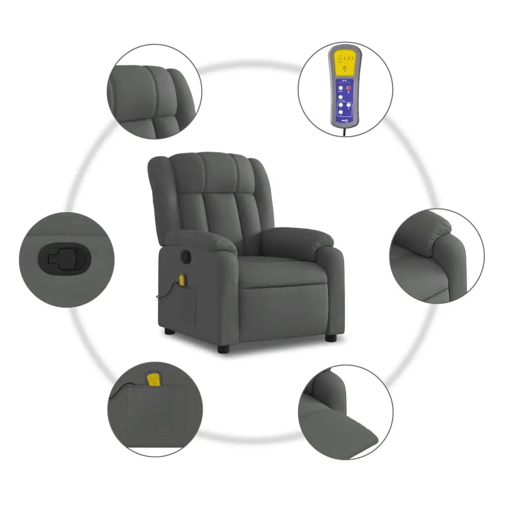 Grey Fabric Massage Recliner Chair