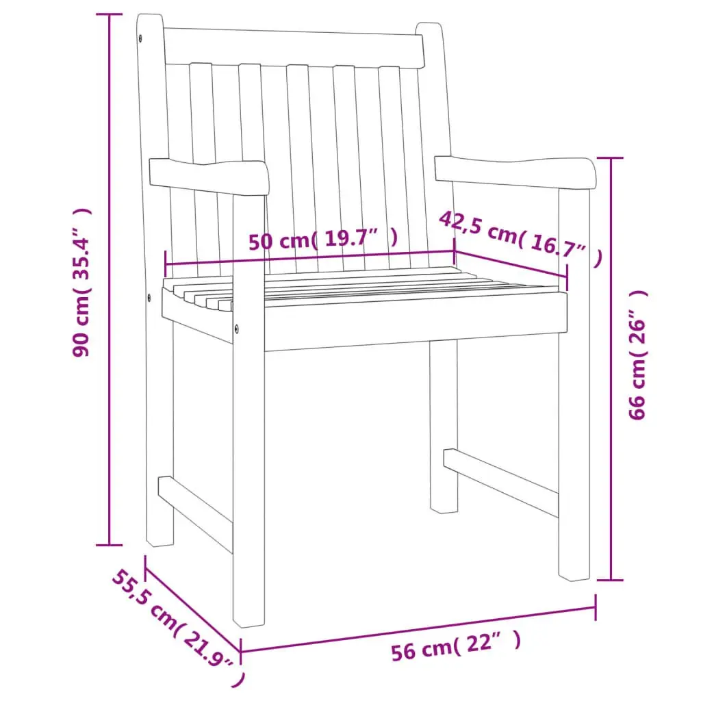 3 Piece Garden Dining Set Brown Solid Acacia Wood Outdoor Furniture