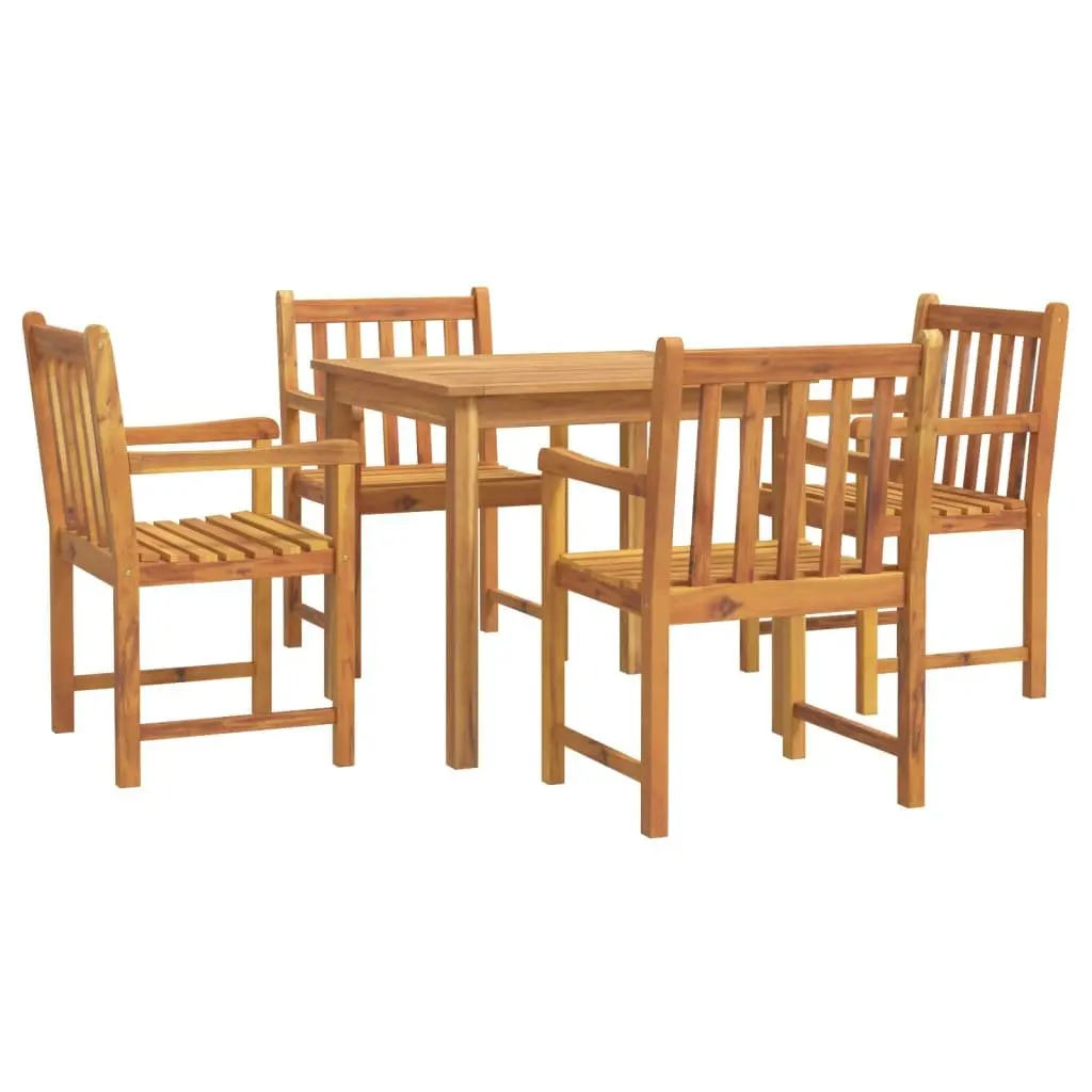 Garden Dining Set Brown 5 Piece Outdoor Furniture Solid Wood Acacia Chairs Table