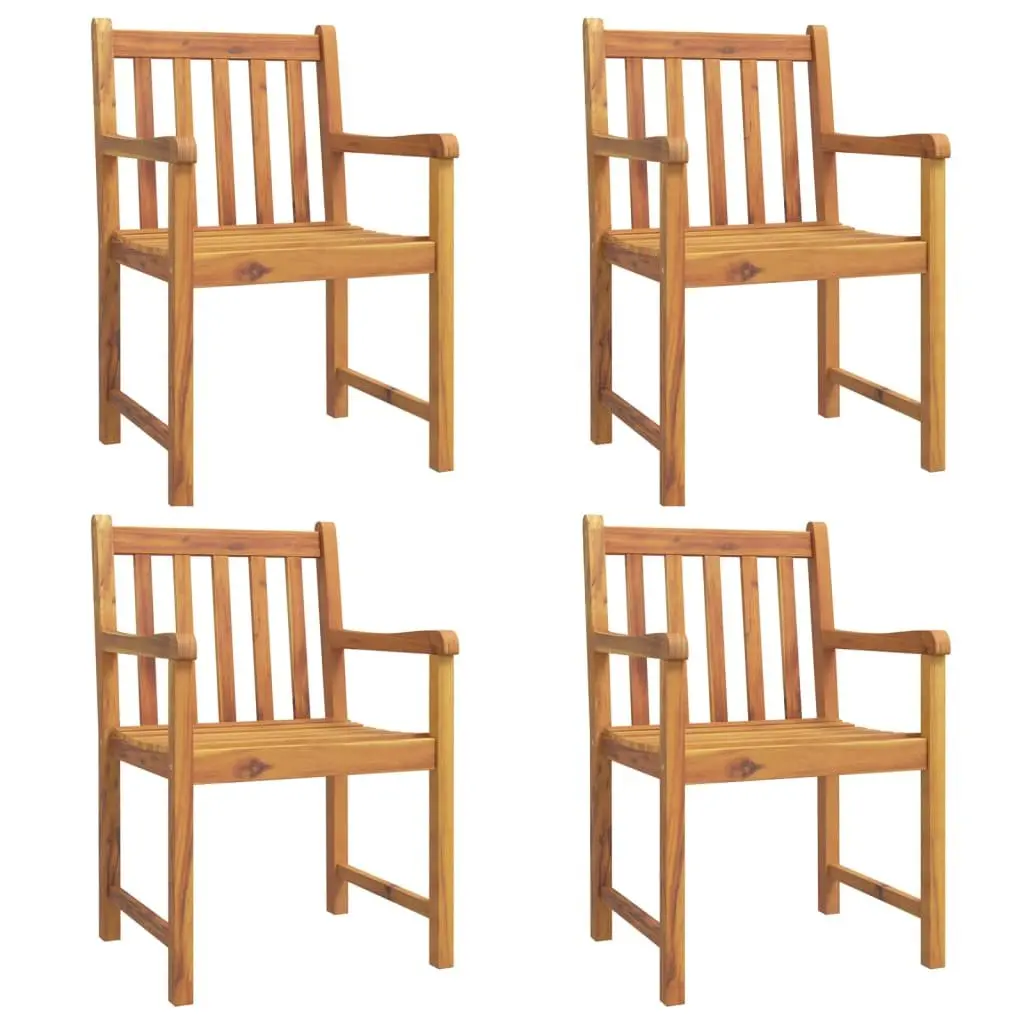 Garden Dining Set Brown 5 Piece Outdoor Furniture Solid Wood Acacia Chairs Table