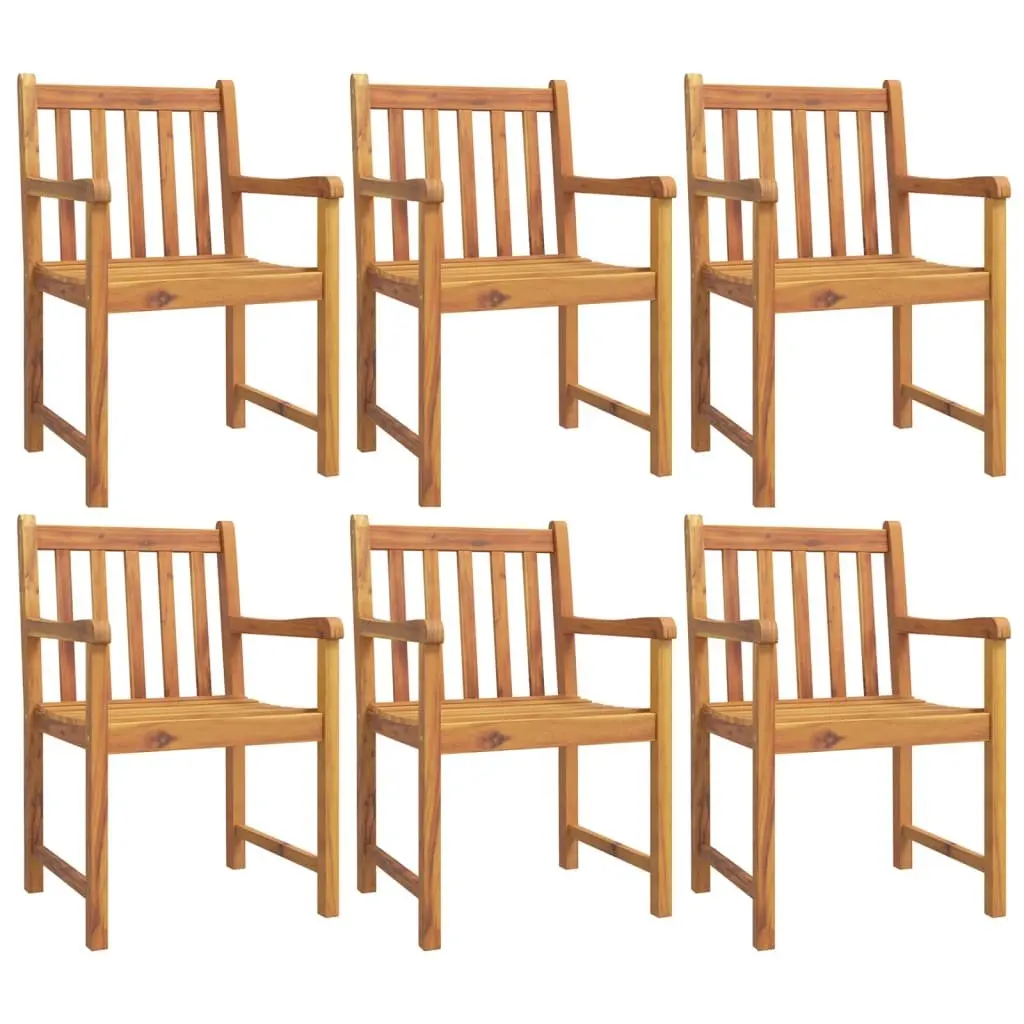 Garden Dining Set Brown 7 Piece Solid Acacia Wood Table Chairs