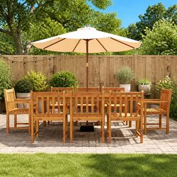 9 Piece Garden Dining Set with Sturdy Acacia Wood