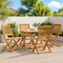 5-Piece Folding Garden Dining Set in Brown