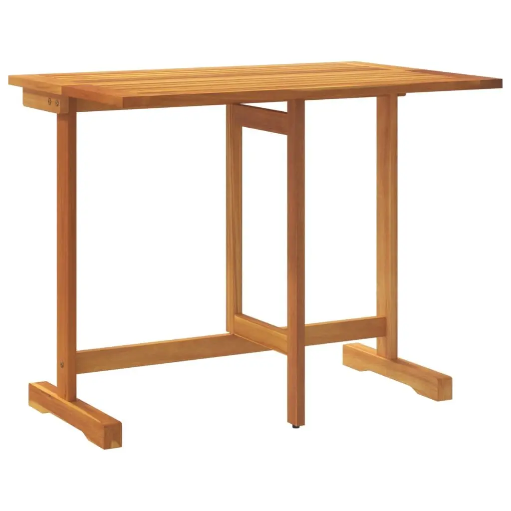 Folding Garden Dining Set Brown 3 Piece Outdoor Bistro Table Chairs Solid Acacia Wood