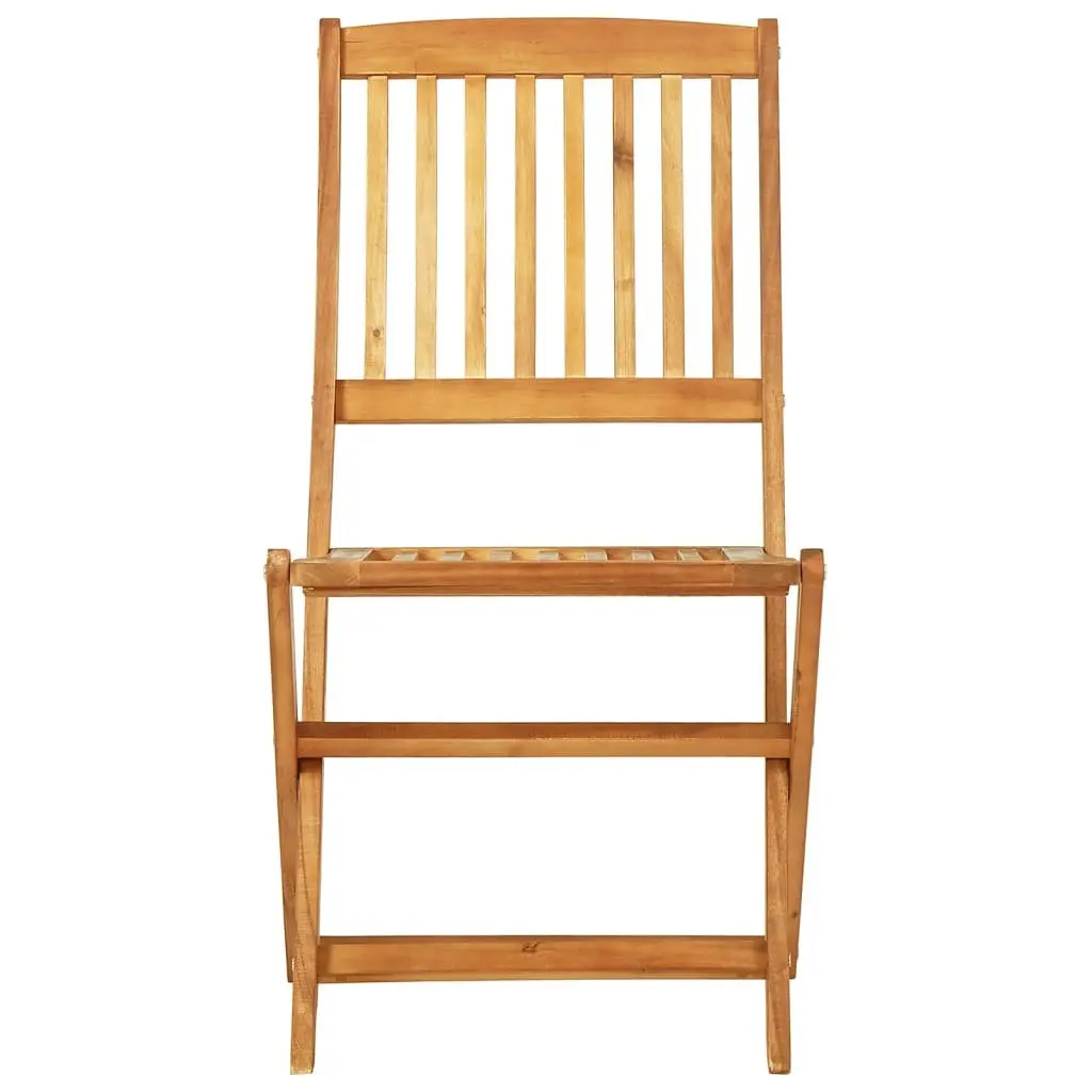 Folding Garden Dining Set Brown 3 Piece Outdoor Bistro Table Chairs Solid Acacia Wood