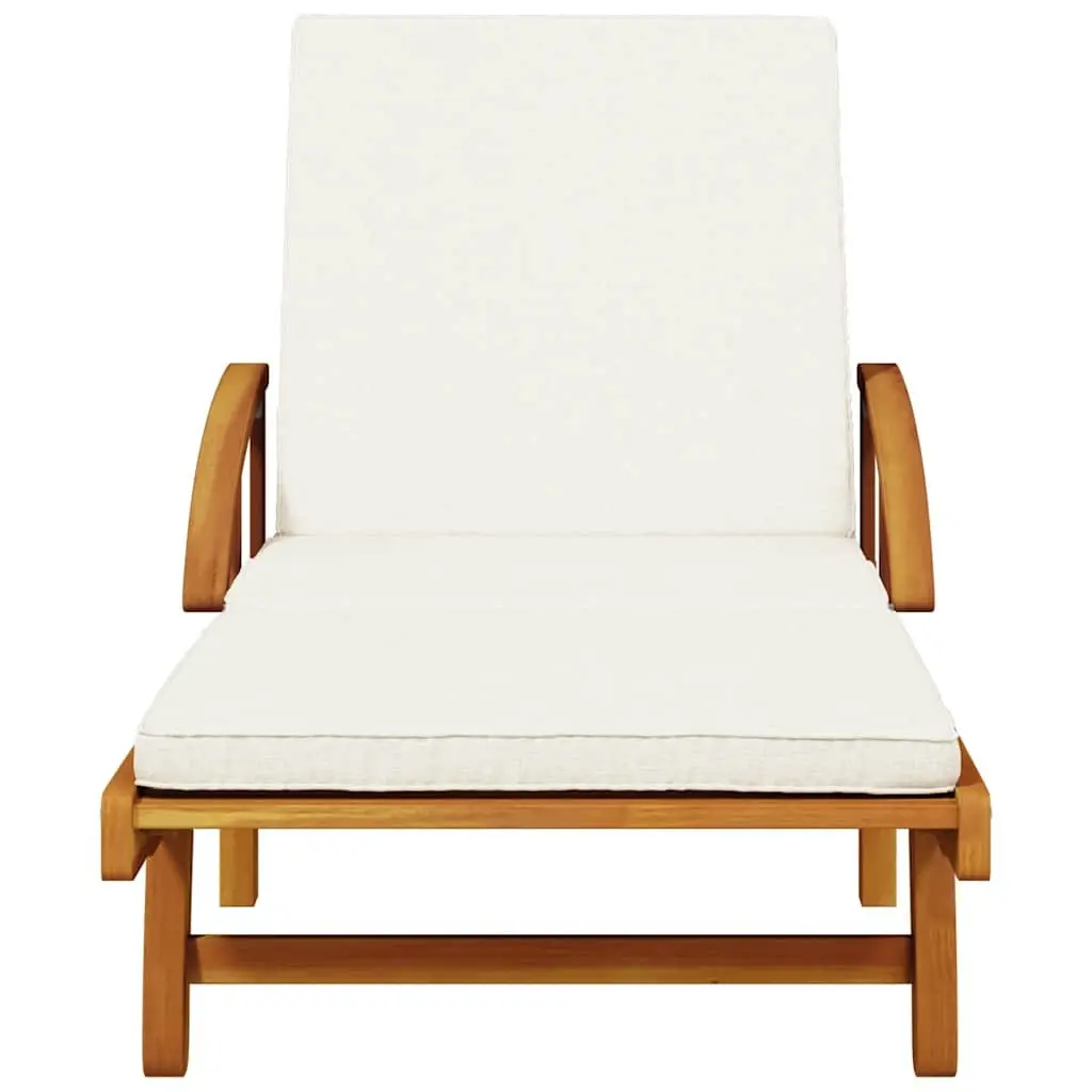 Sun Lounger with Cushion Pull-Out Table 5-Position Reclining Outdoor Seating