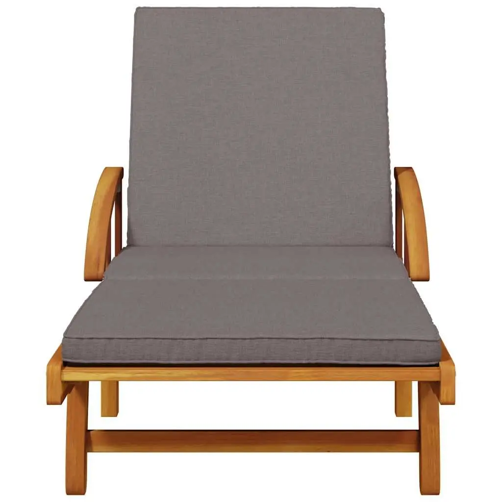 Sun Lounger Brown 5-Position Reclining with Pull-Out Table and Thick Padded Cushion