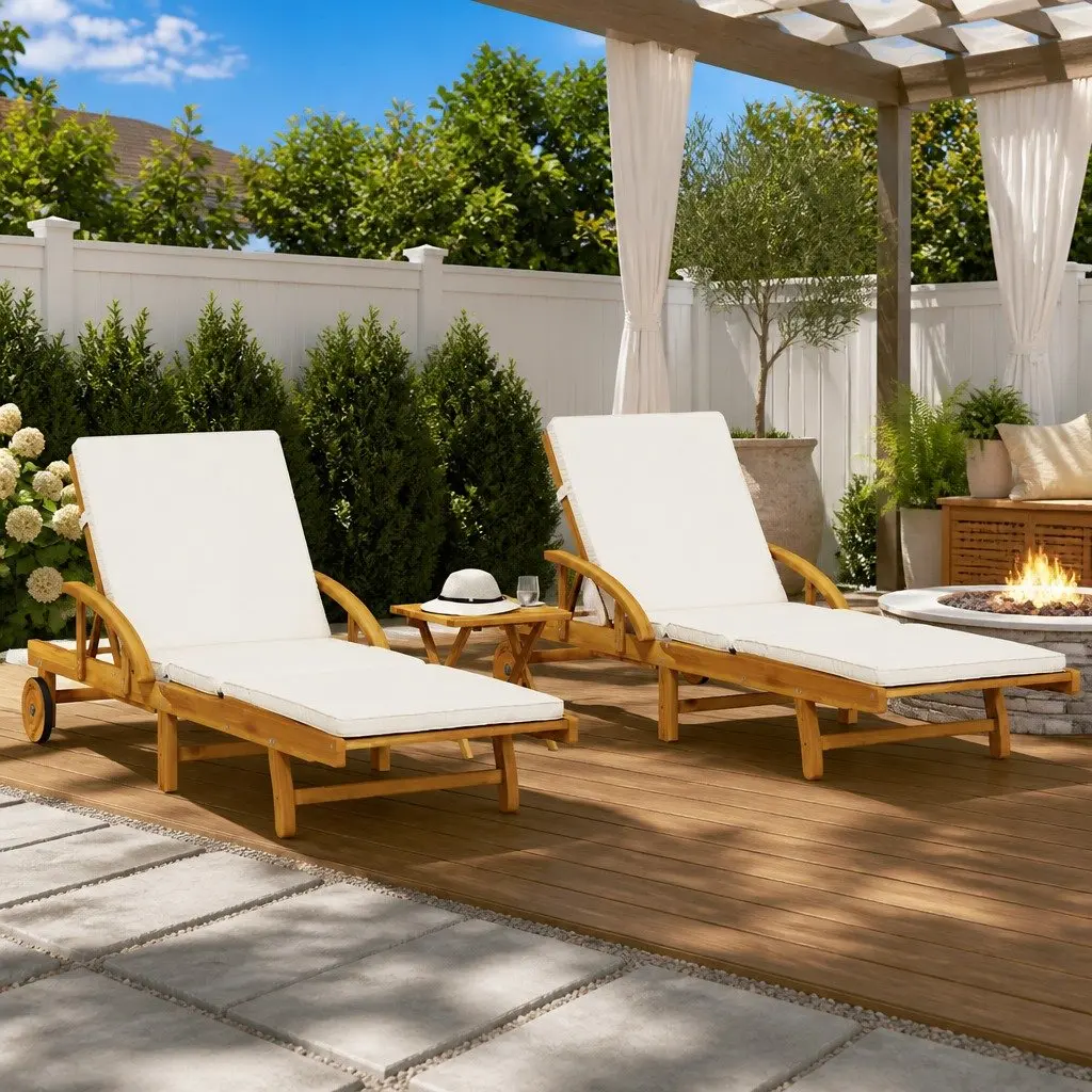 Sun Loungers with Pull-Out Table