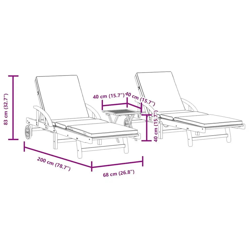 Sun Loungers with Pull-Out Table