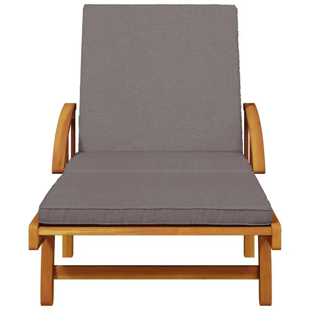 Sun Loungers Set 2 pcs with Pull-Out Table Solid Acacia Wood Outdoor Furniture