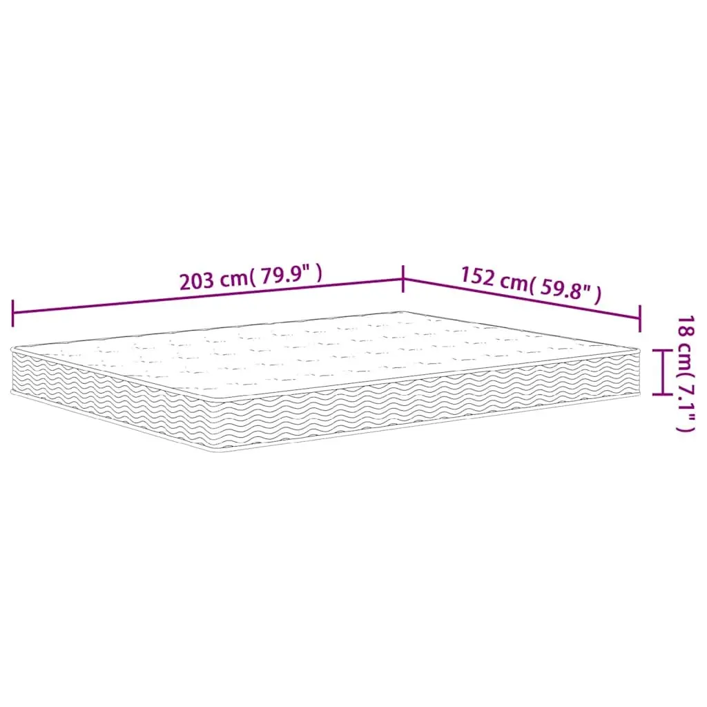 Bonnell Spring Mattress White Queen Size 152x203 cm Medium Firmness