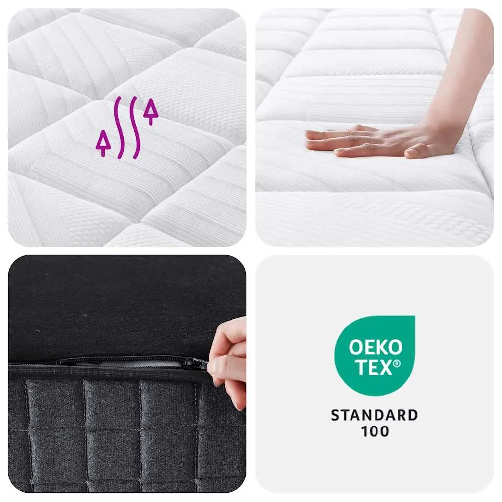 Pocket Spring Mattress White Queen Size 152x203cm Medium Plus Sleep Support