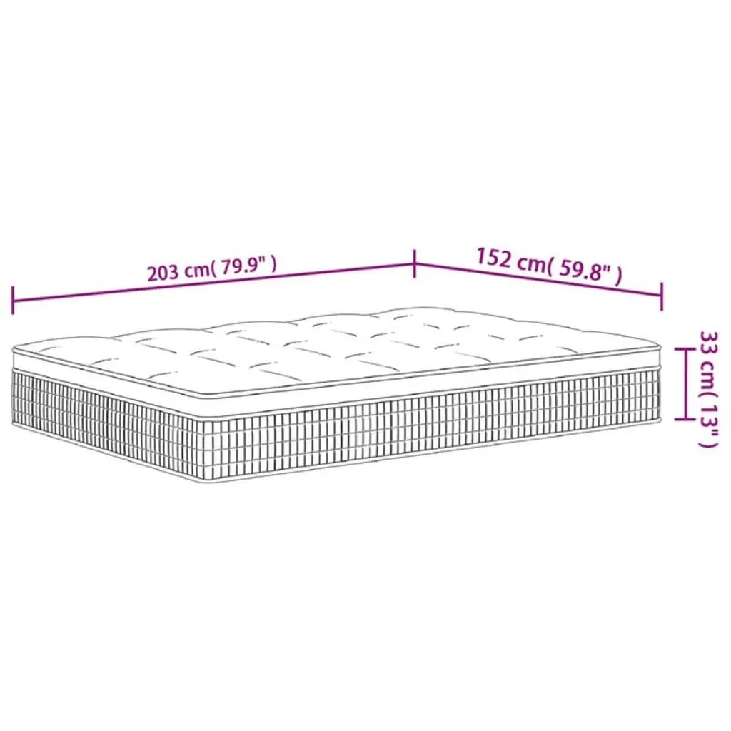 Pocket Spring Mattress White Queen Size 152x203cm Medium Plus Sleep Support