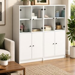 Compact White Bookcase with Doors for Smart Storage