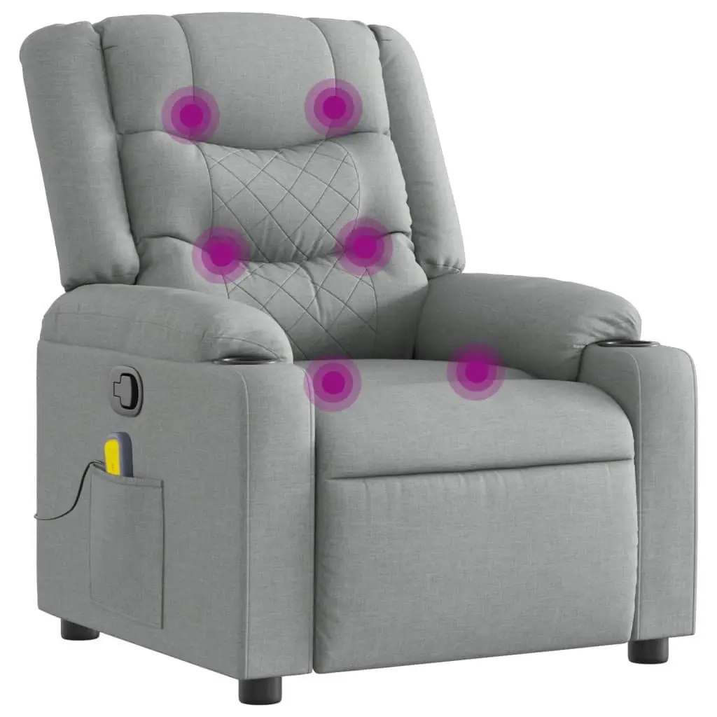Massage Recliner Chair Grey Fabric Manual Recline Vibration Armchair Lounge
